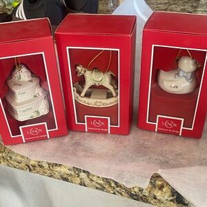 Lenox three piece of vintage Christmas ornaments